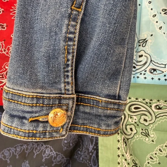 RARE Frank Lyman Montreal Blue Denim Military Jacket - Picture 5 of 6